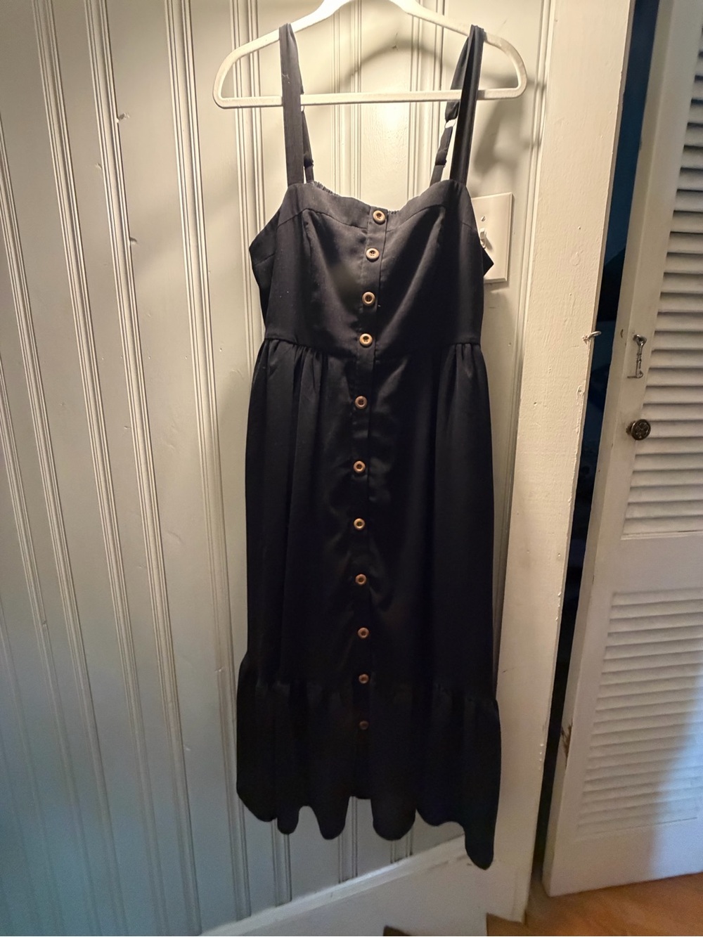 torrid Black Button-Front Midi Dress with Ruffled Hem